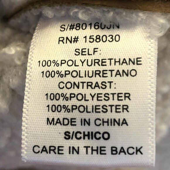 New LOVE TREE Cropped Shearling Trim Vegan Leather Jacket Camel S - Picture 7 of 7